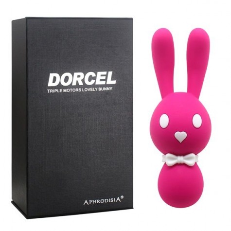 Розовый вибростимулятор-зайчик Dorcel - 16 см.