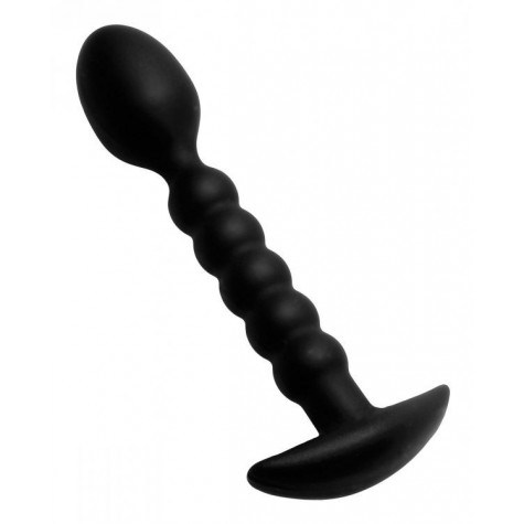 Черный ребристый стимулятор простаты Sojourn Slim Ribbed Prostate Stimulator - 12,1 см.