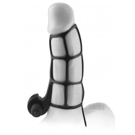 Чёрная вибронасадка Deluxe Silicone Power Cage - 12 см.