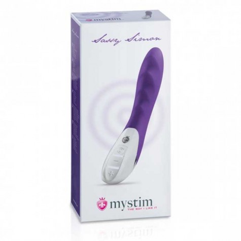 Фиолетовый вибратор Mystim Sassy Simon - 27 см.