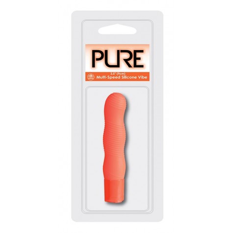 Оранжевый вибромассажёр с рельефом PURE 3.5INCH VIBRATOR ORANGE - 9 см.